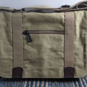 FOSSIL Tan/Brown Unisex Canvas Messenger Bag/Crossbody